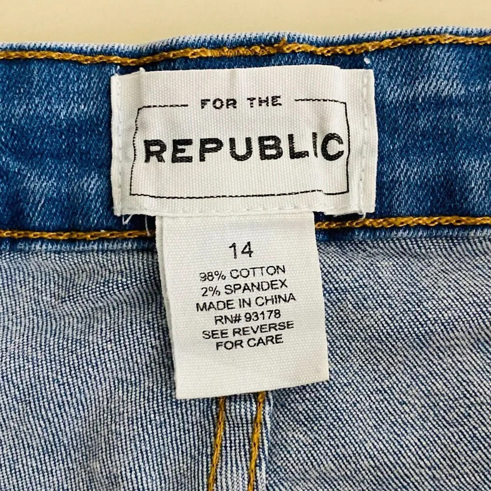 Womens 14 For the Republic Park Place Ankle Jeans Medium Wash Stretch Frayed Hem